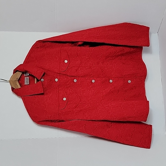 Chico's Women's Red Long Sleeve Snap Button Blazer, 2 - Picture 1 of 7